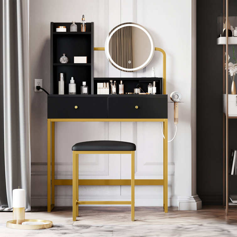 Wayfair desk sales with mirror